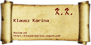 Klausz Karina névjegykártya